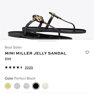 Size 7 Tory Burch black Mini Miller Jelly Sandal.